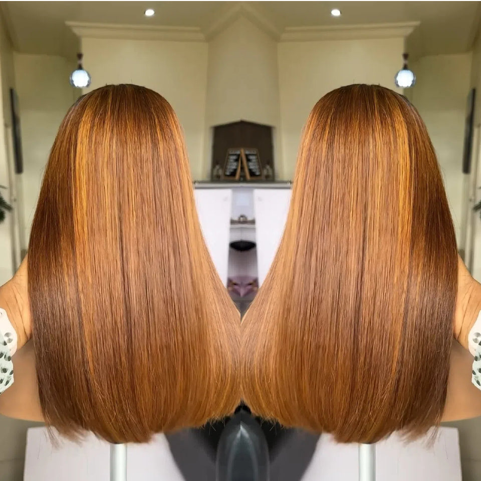 4x4 Frontal Perruque BOB Lisse en Couleur Marron Noir #1B#4
